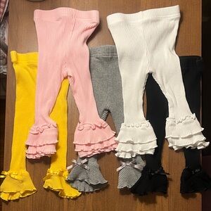 Ruffled Kids Leggings - Pink, Yellow, Gray, White, Black